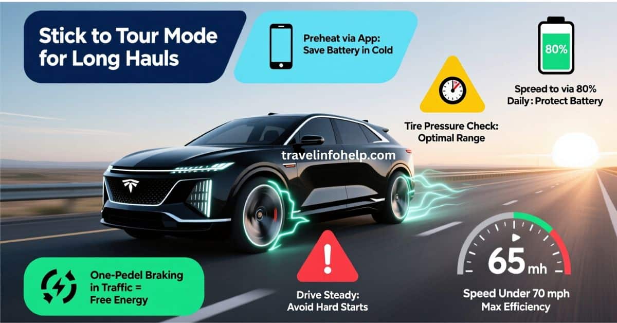 do the driving modes in cadillac lyriq offer different ranges or battery usages?