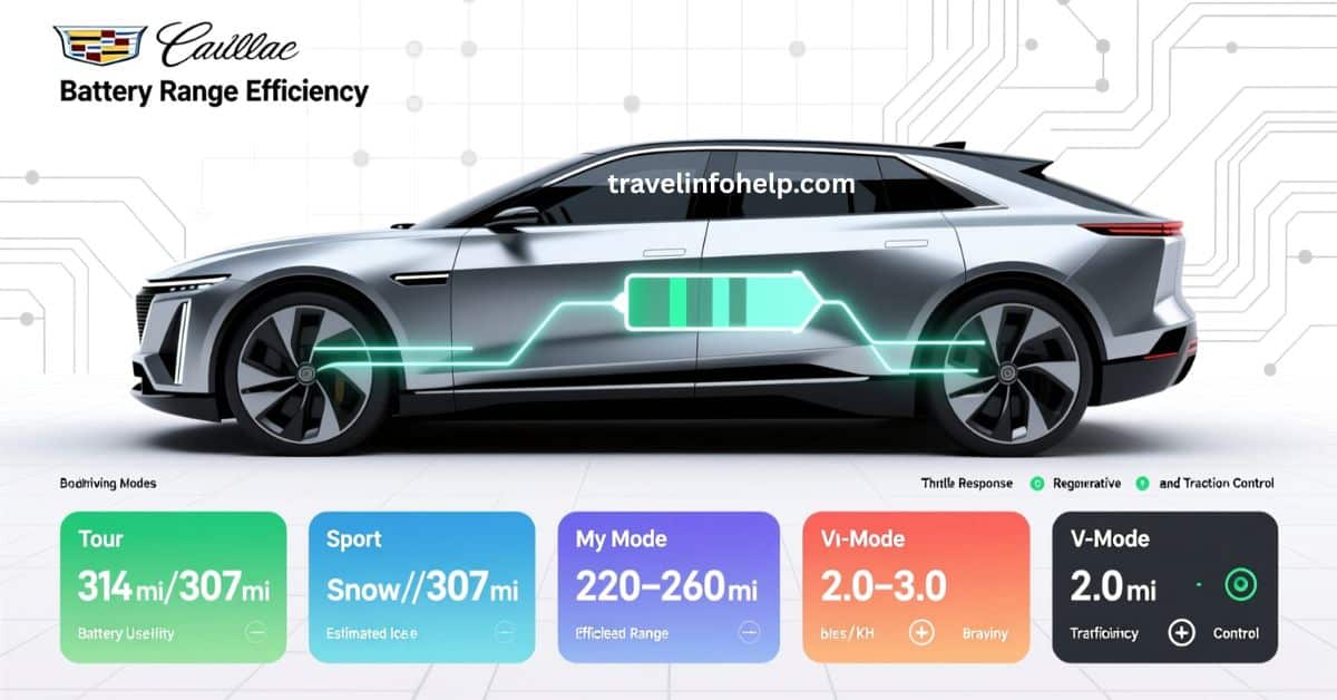do the driving modes in cadillac lyriq offer different ranges or battery usages?